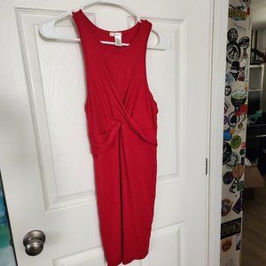 Sleeveless Red Ribbed Bozzolo Knit Dress